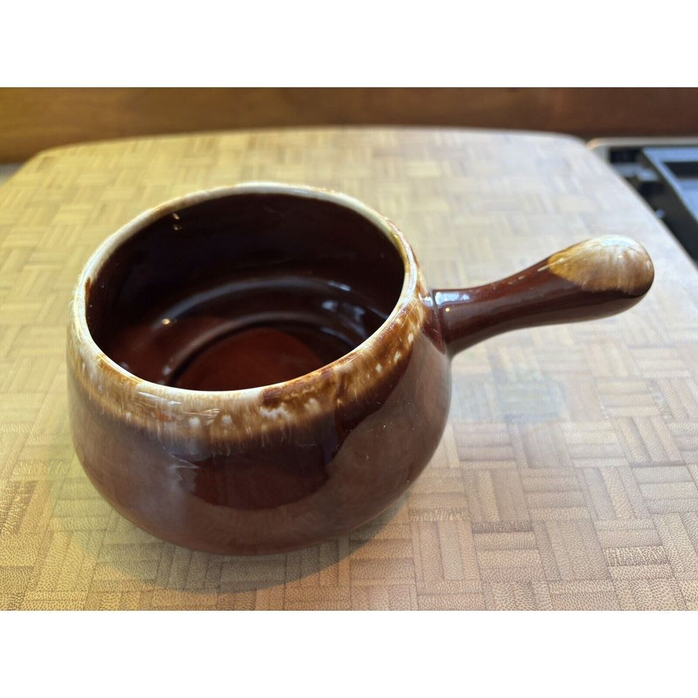 VTG McCoy Brown Drip Solid Handle French Onion Soup Chili Bowl 7054 USA - Picture 6 of 9